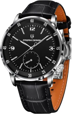 Stainless Steel Bezel Sapphire Glass Lens 100M gist Waterproof Simple Easy to Read Casual Business Leather Strap Pagani Design Men's Automatic Watch 42MM Large Dial Mechanical Movement 