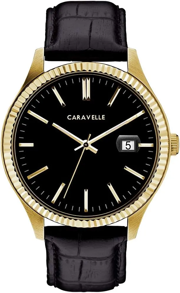 Stainless Steel, Coin Edge Bezel, 41mm Caravelle by Bulova meaty Men's Dress 3-Hand Date Quartz Watch, 