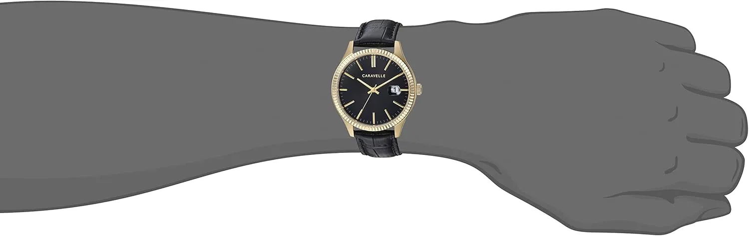 Stainless Steel, Coin Edge Bezel, 41mm Caravelle by Bulova meaty Men's Dress 3-Hand Date Quartz Watch, 