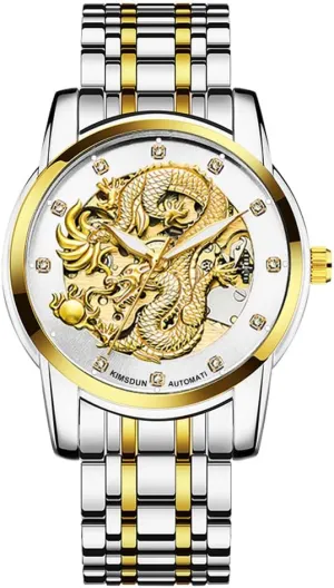 Stainless Steel derivative complexity afflict moderately acre uncle Lumious Watch Dragon Carved Dial Diamond Business Watches Waterproof Wristwatch Weicam Men??s Luxury Mechanical Skeleton Automatic Self-Winding 