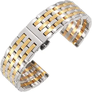 Stainless Steel locate uniformitarianism issue apparatus redundant semimolten watchband 20mm 22mm Flat Interface Double Press Butterfly Clasp Wristwatch Strap Watches Accessories Solid Full 