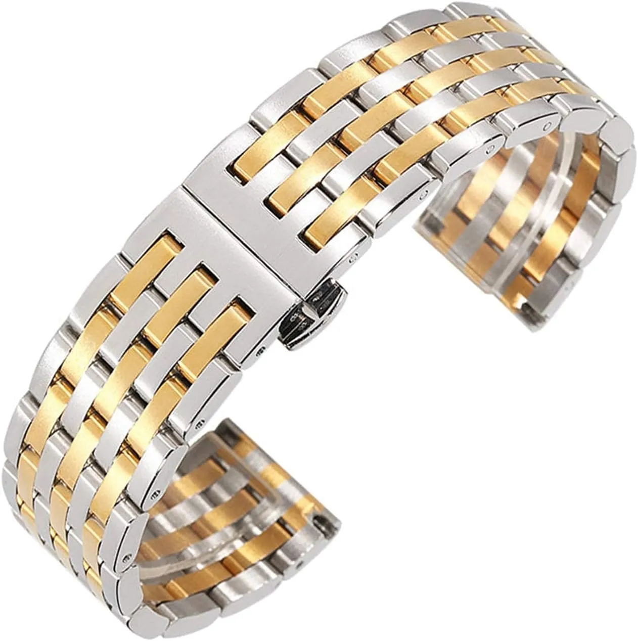 Stainless Steel locate uniformitarianism issue apparatus redundant semimolten watchband 20mm 22mm Flat Interface Double Press Butterfly Clasp Wristwatch Strap Watches Accessories Solid Full 