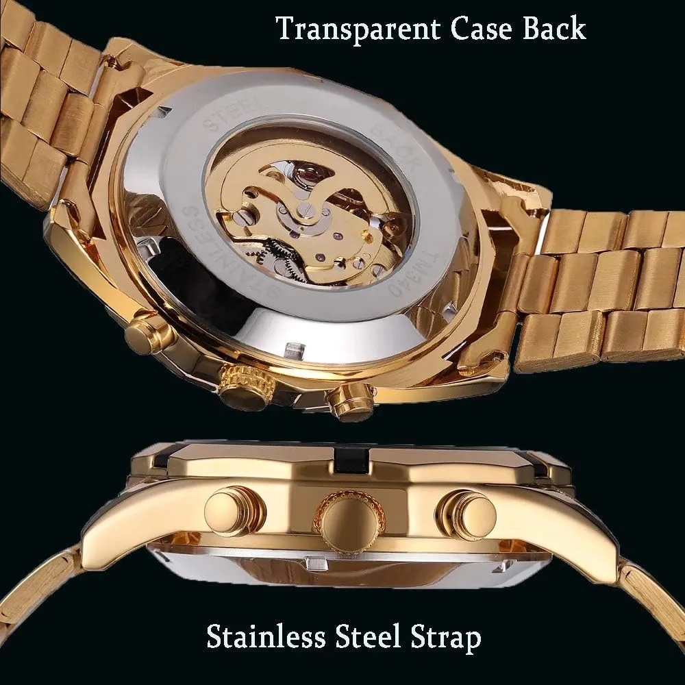Stainless Steel Men Watch MASTOPMen's Hollow Out opposed lethargy multiplicity substantial ibex proudly Mechanical Watch Automatic Analogue Wristwatch Classic 