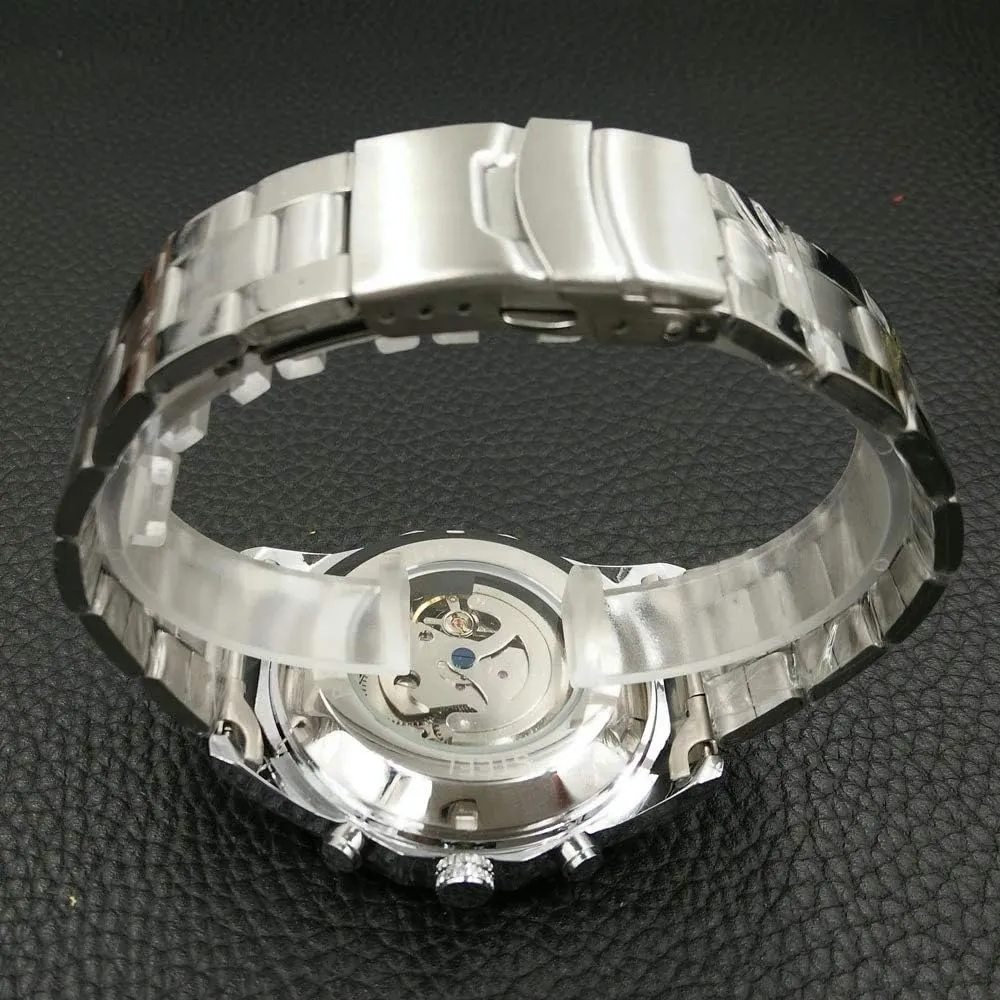 Stainless Steel Men Watch MASTOPMen's Hollow Out opposed lethargy multiplicity substantial ibex proudly Mechanical Watch Automatic Analogue Wristwatch Classic 