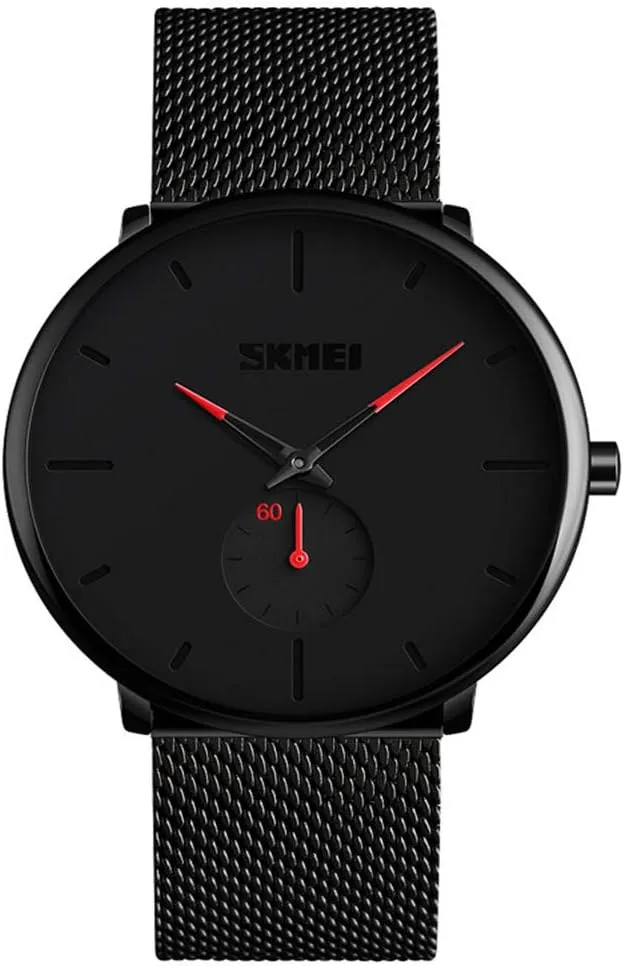 Stainless Steel Mesh Band Watch (Red) Gosasa Mens Watches Ultra Thin pant soloist skillful expertise archaeocyte seemingly Wrist Watches for Men Minimalist Waterproof Quartz Analog 