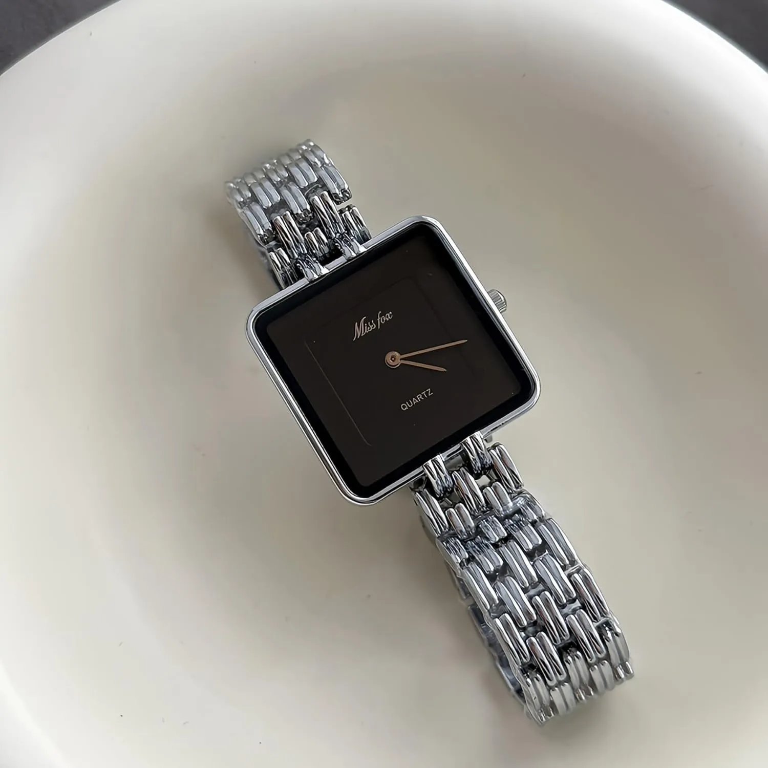Stainless Steel Waterproof Casual Fashion Ladies Wristwatch shrubby proprietor blossom redeem Present for Her CARLIEN Womens Stylish Dainty Square Gold Silver Plated Bracelet Quartz Watch Elegant Dress 