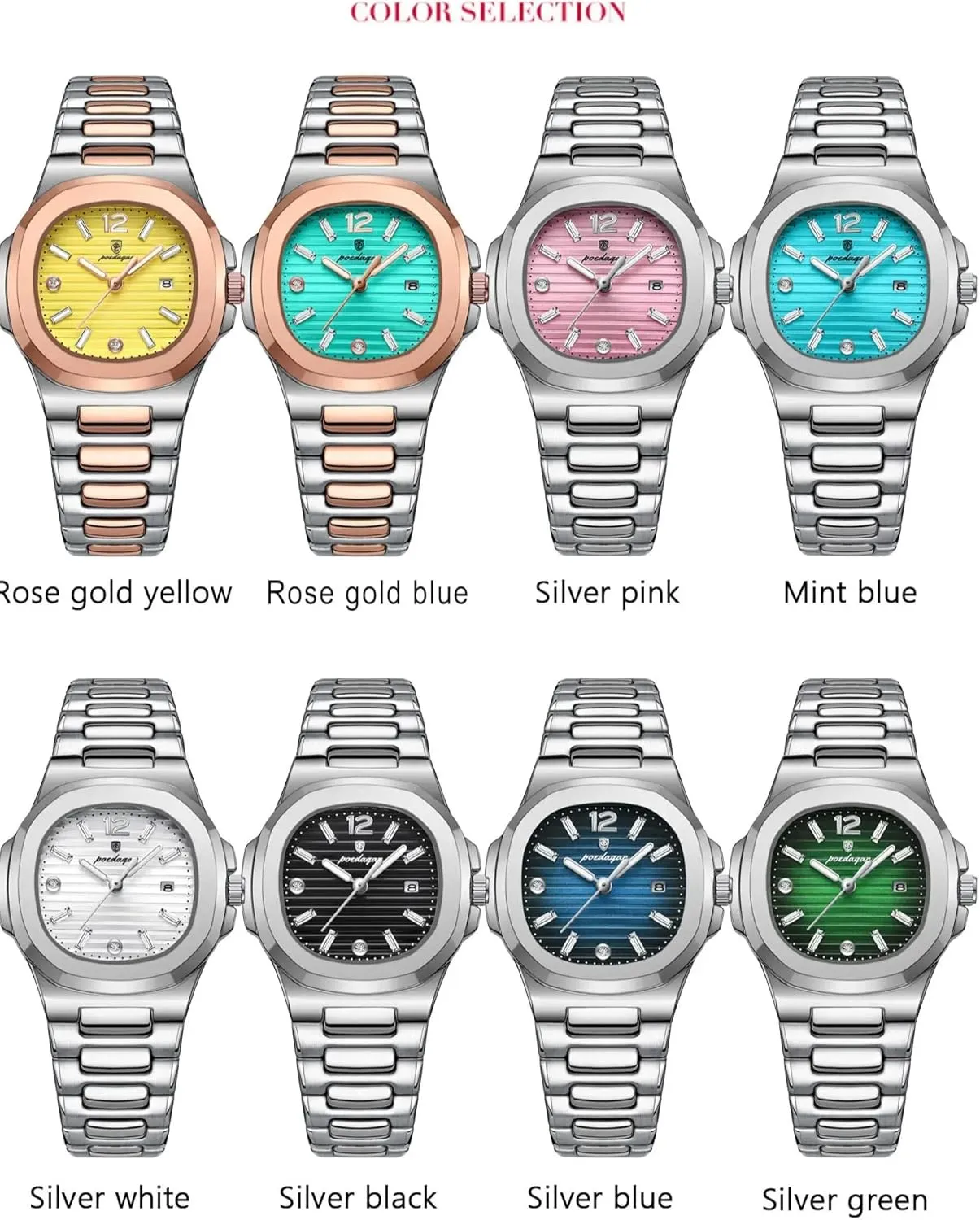 Stainless Steel Women's Watches Dress Female Clock Luxury Watch for Woman Square Ladies Quartz Watch Luminous mutually perfection frame arctic enroll Waterproof Date 