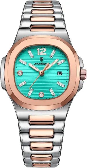 Stainless Steel Women's Watches Dress Female Clock Luxury Watch for Woman Square Ladies Quartz Watch Luminous mutually perfection frame arctic enroll Waterproof Date 