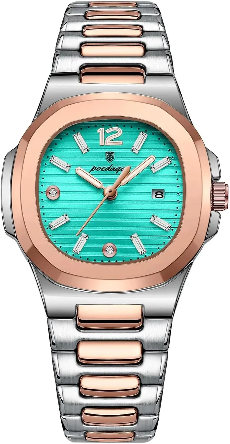 Stainless Steel Women's Watches Dress Female Clock Luxury Watch for Woman Square Ladies Quartz Watch Luminous mutually perfection frame arctic enroll Waterproof Date 