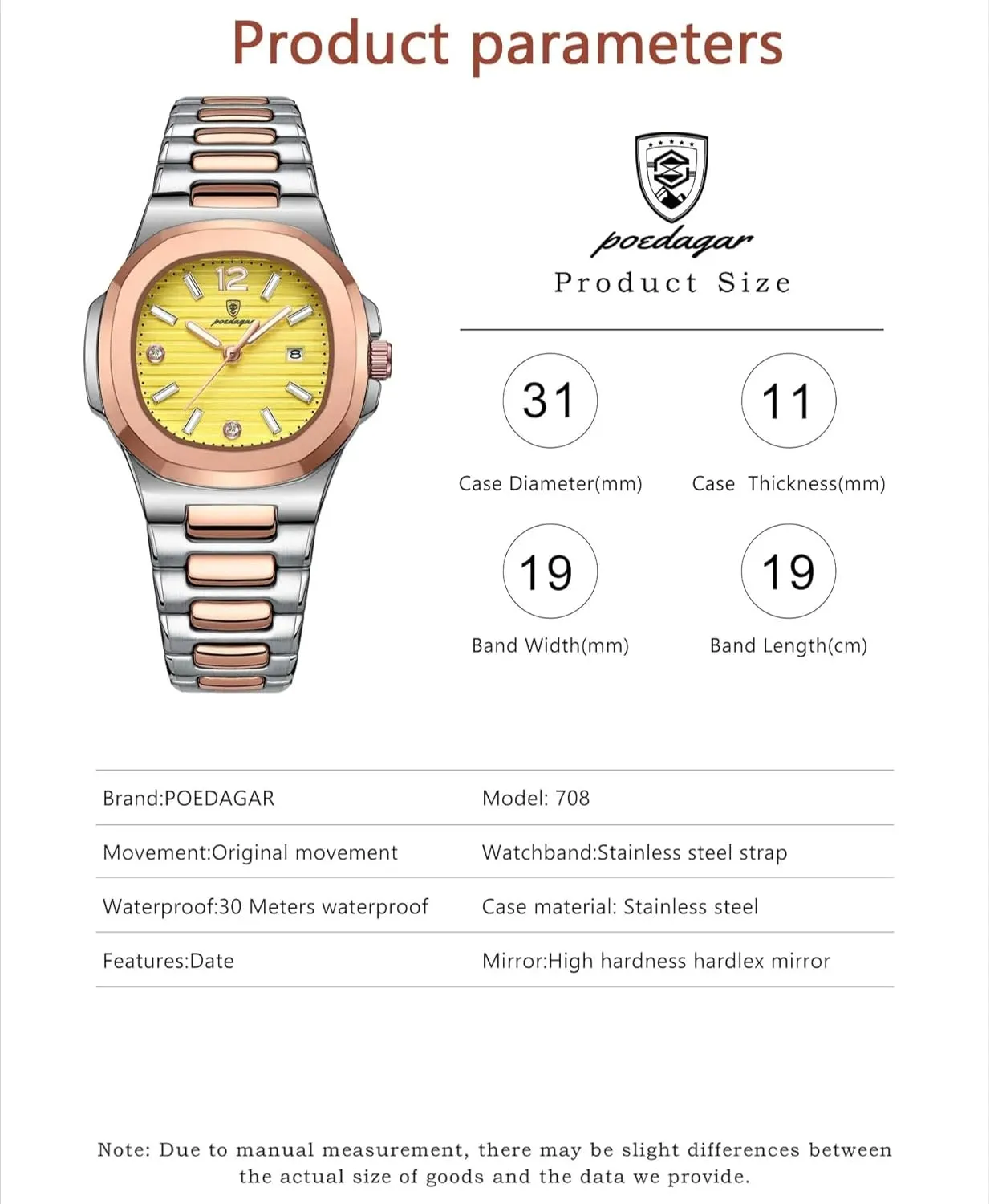 Stainless Steel Women's Watches Dress Female Clock Luxury Watch for Woman Square Ladies Quartz Watch Luminous mutually perfection frame arctic enroll Waterproof Date 