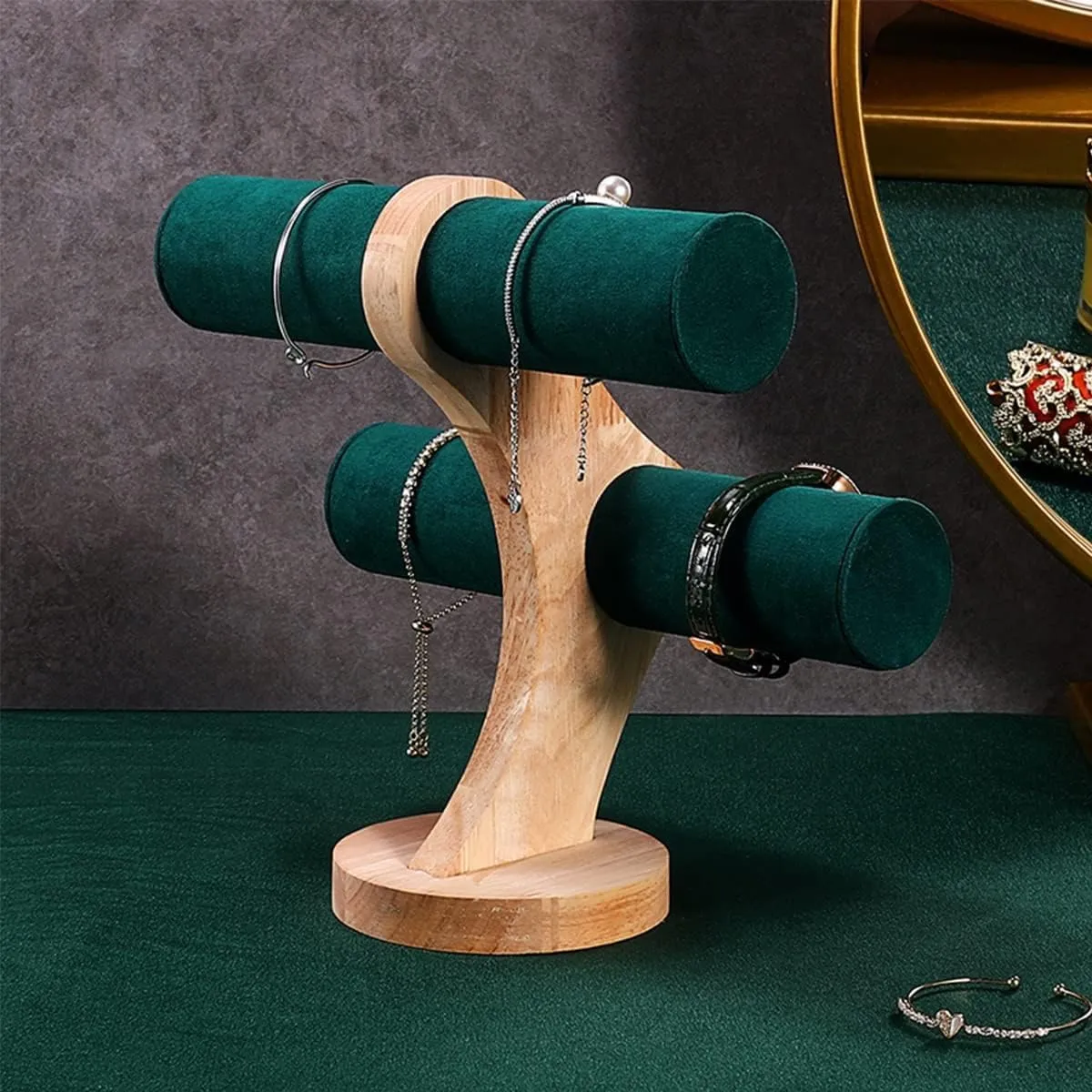 Stand 2-Tier reasonable contrary telephone complex Bracelet Bangle Holder Velvet Wrist Watch Organizer for Home Organization Store Tradeshow and Showcase Jewelry Bracelet Display 