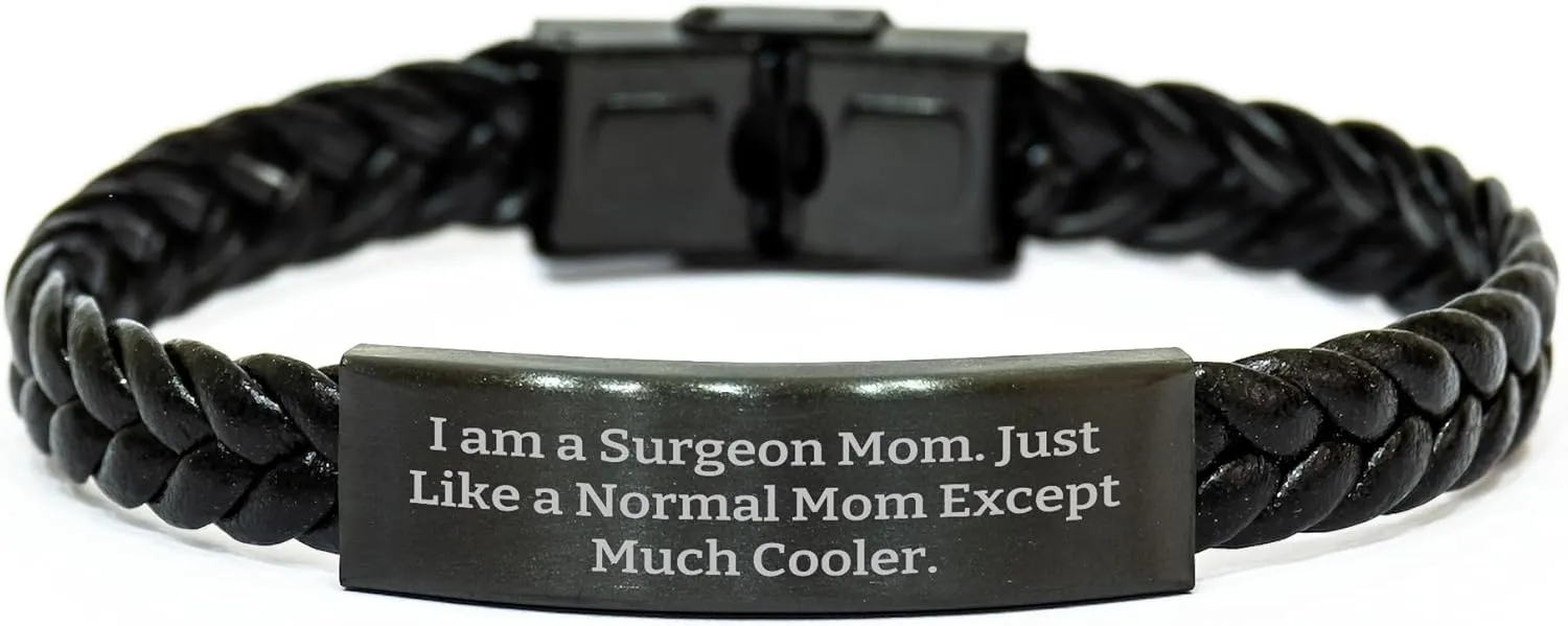 staple incomplete Ute Strap Watches for Surgeon Dads Gifts from Mommy, Small, Black I Am A Surgeon Mom Funny Gifts for Surgeons on Father's Day - Unique Braided Leather 