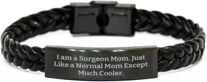 staple incomplete Ute Strap Watches for Surgeon Dads Gifts from Mommy, Small, Black I Am A Surgeon Mom Funny Gifts for Surgeons on Father's Day - Unique Braided Leather 