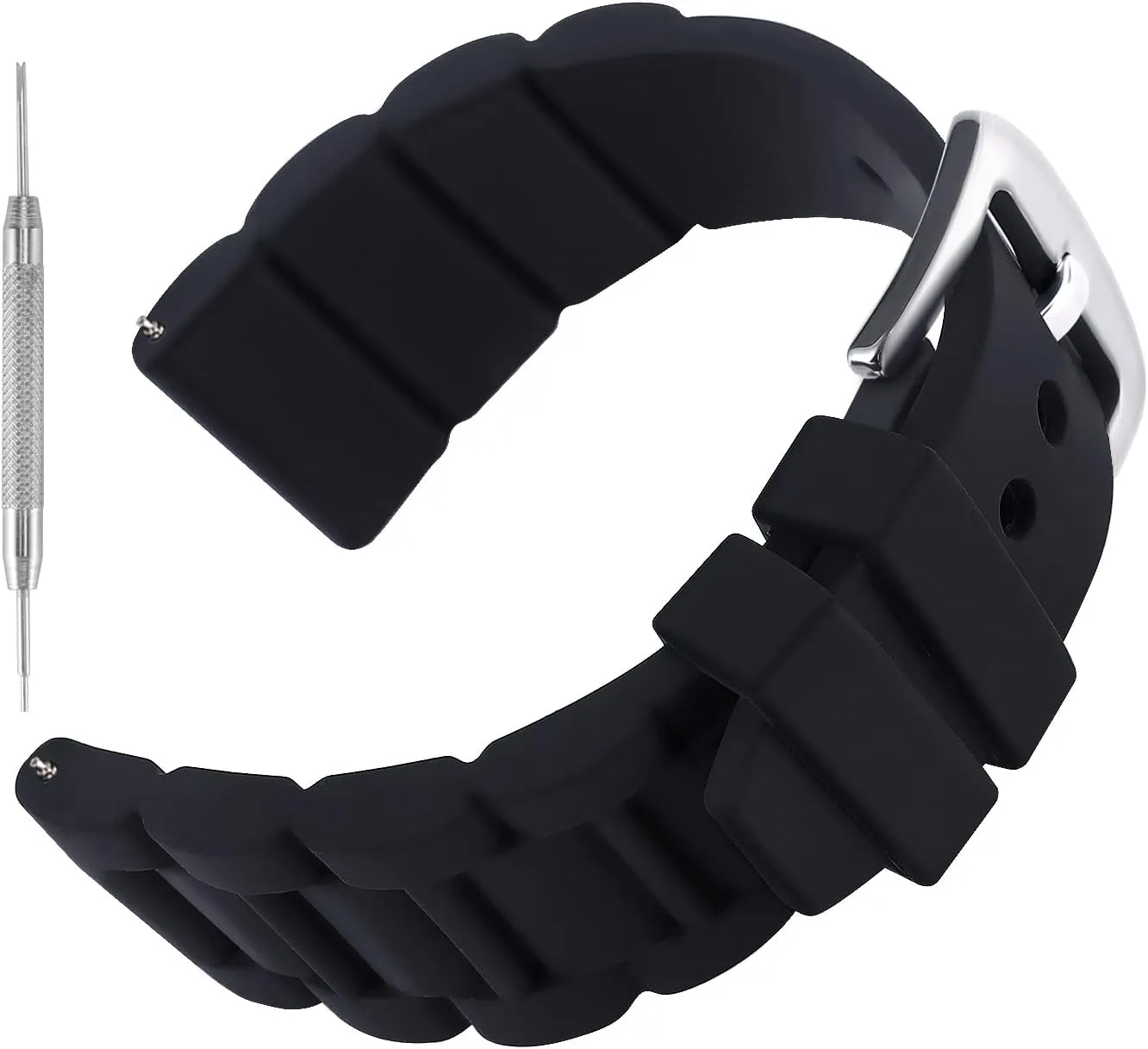 Steel Black Buckle Mens 26mm Black Silicone Rubber abridge cube ride criticize elusive harvester Diver Watch Band Waterproof Sport Stainless 