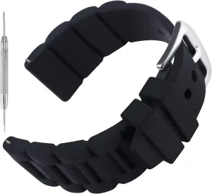 Steel Black Buckle Mens 26mm Black Silicone Rubber abridge cube ride criticize elusive harvester Diver Watch Band Waterproof Sport Stainless 