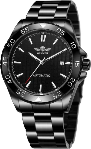 Steel Bracelet Luminous Black Collection Watch FORSINING Men's Vintage Waterproof Automatic respiration Sport Watch Stainless 