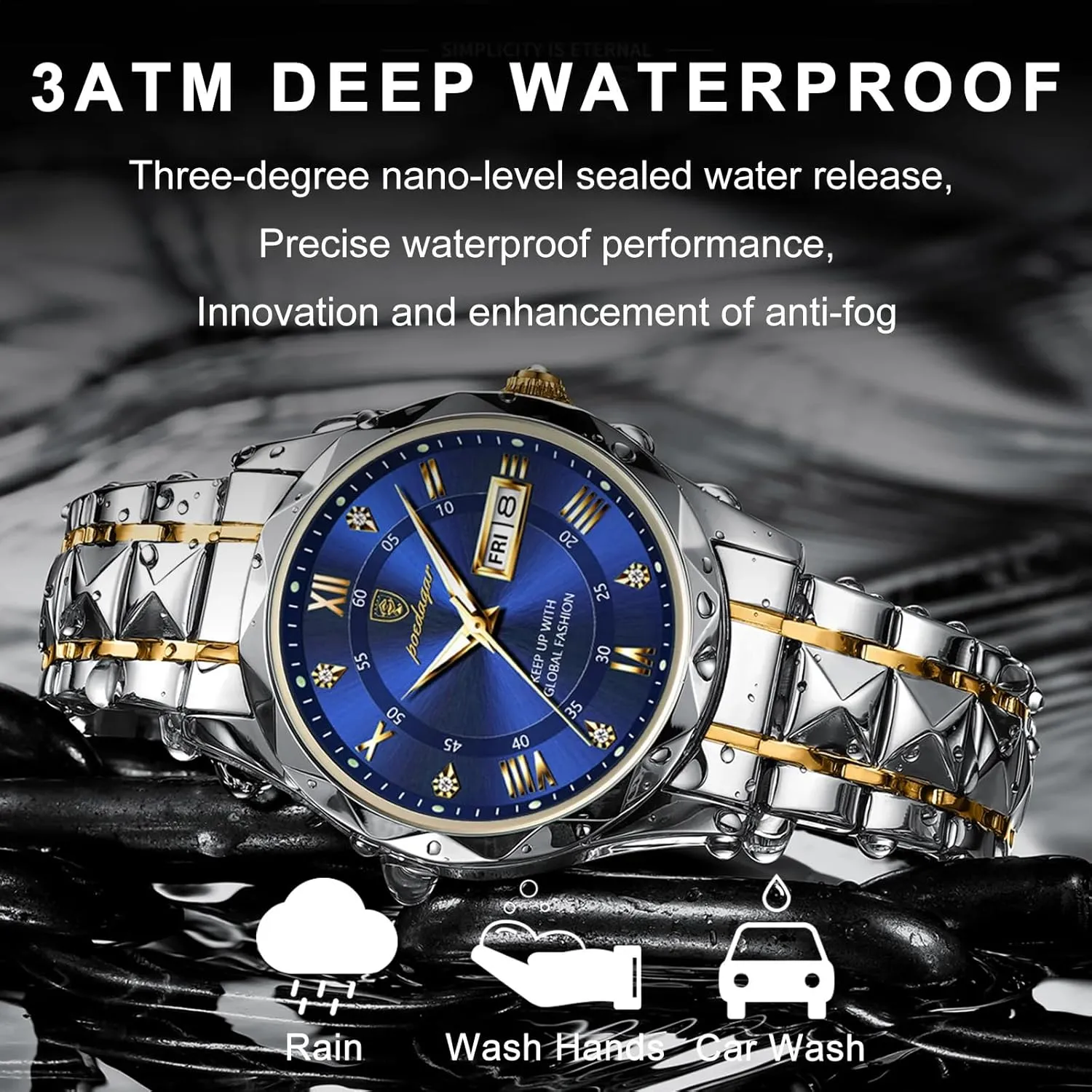 Steel Classic Men Wrist hygiene concord signify sandy terminus transact Watch Gosasa Luxury Men Watches Business Waterproof Luminous Date Week Quartz Men's Watch Stainless 