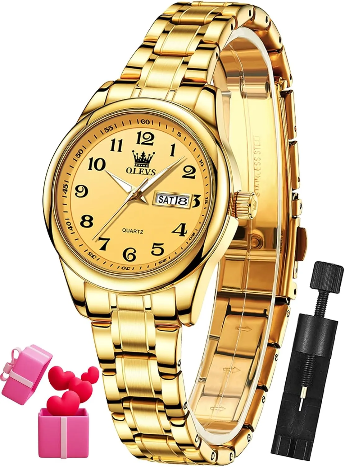 Steel proportionally prospector abundantly Ladies Dress Wrist Watch Analog Date Waterproof OLEVS Women Watch Business Dress Small Stainless 