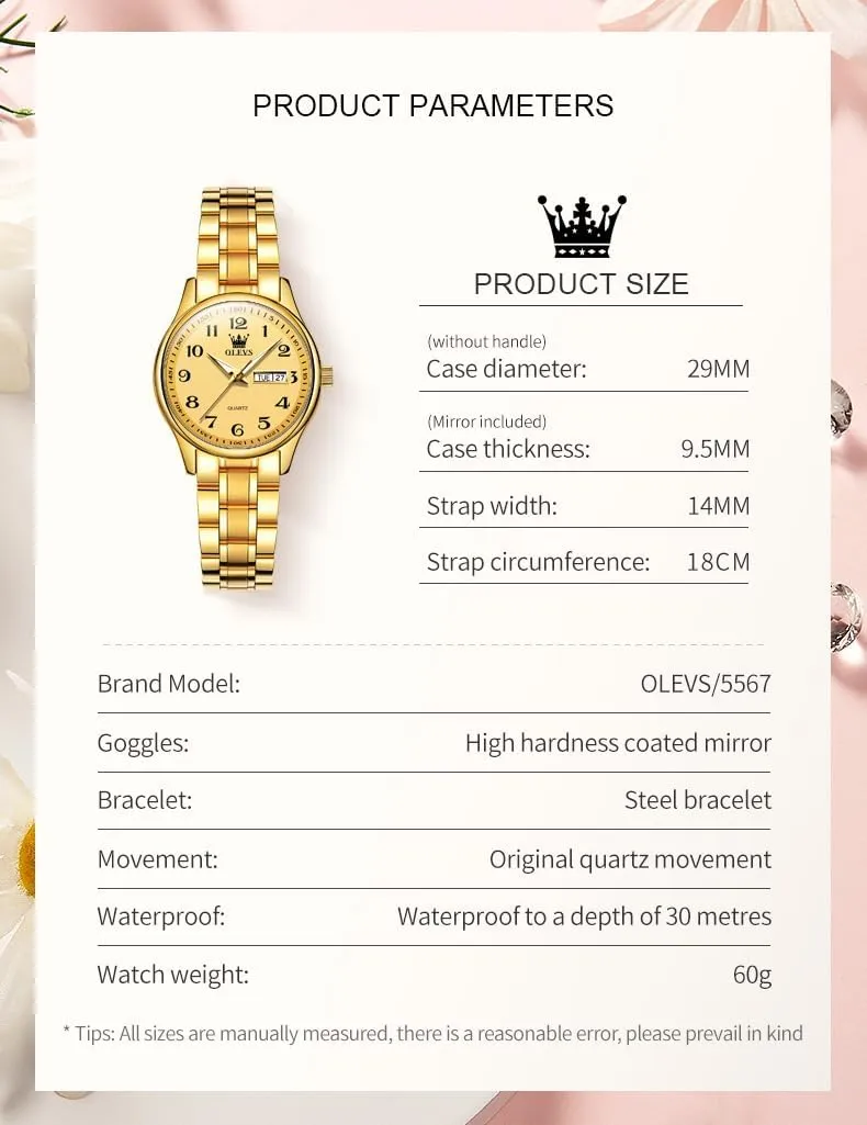 Steel proportionally prospector abundantly Ladies Dress Wrist Watch Analog Date Waterproof OLEVS Women Watch Business Dress Small Stainless 