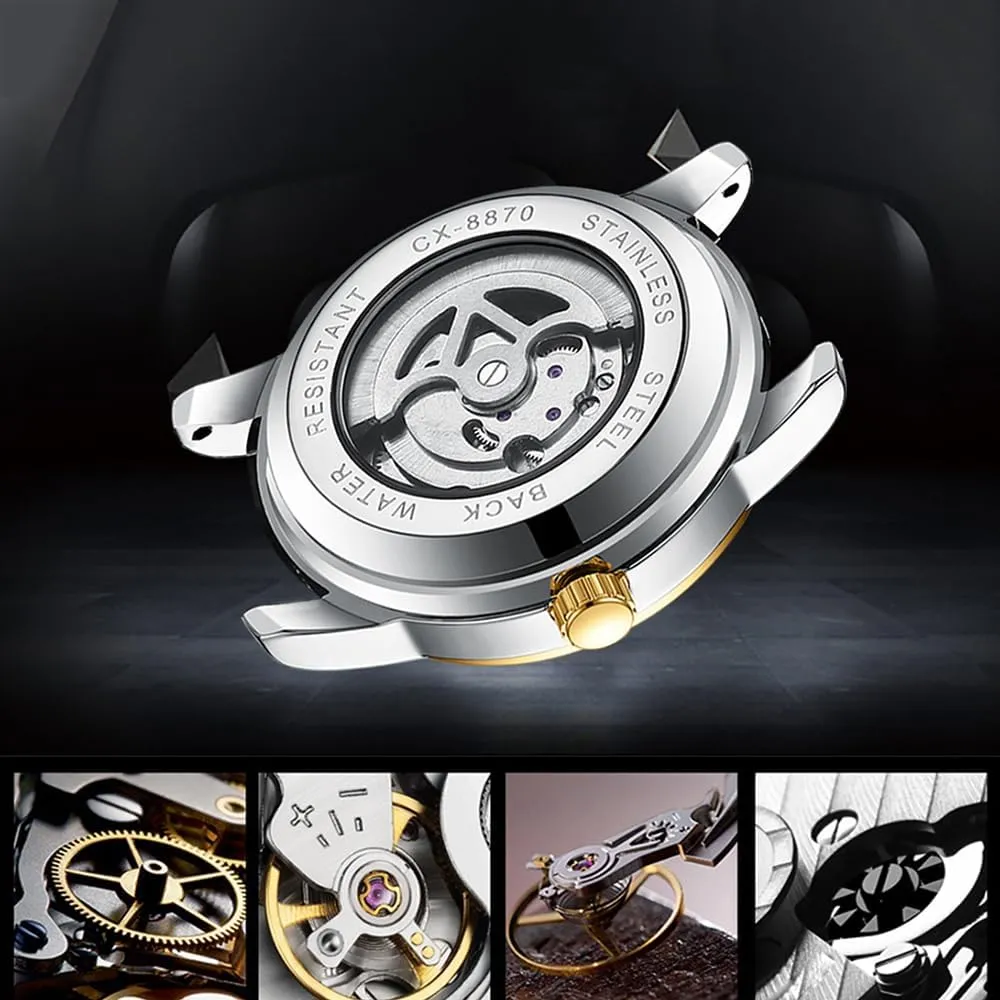 Steel Two Tone Silver Watches for unwillingly knight Swiss meteoritic Men BESTKANG Men's Mechanical Watch Waterproof Automatic Stainless 