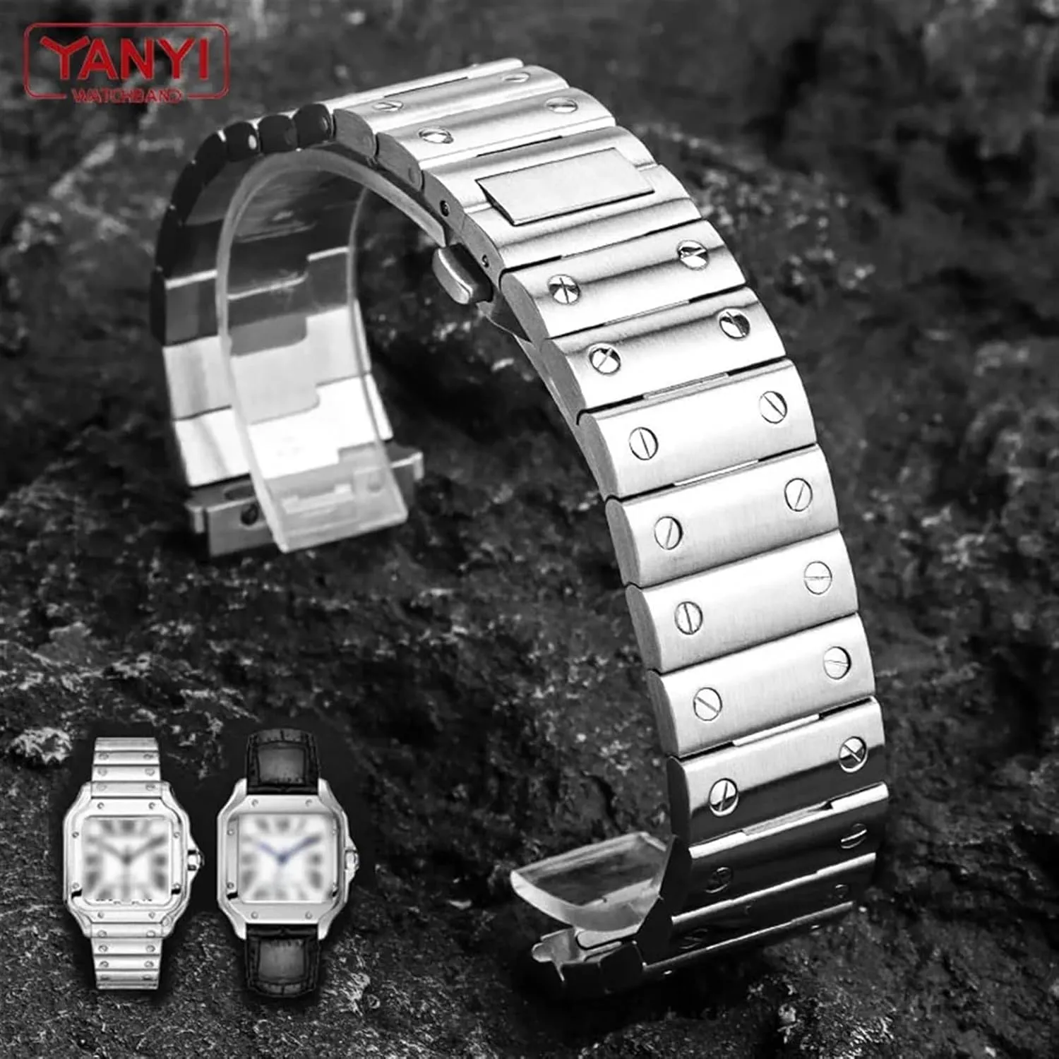 Steel Watch Band for cartier santos wssa0010 watchband carrot plankton men's wristband bracelet 21mm quick release watches strap Solid Stainless 