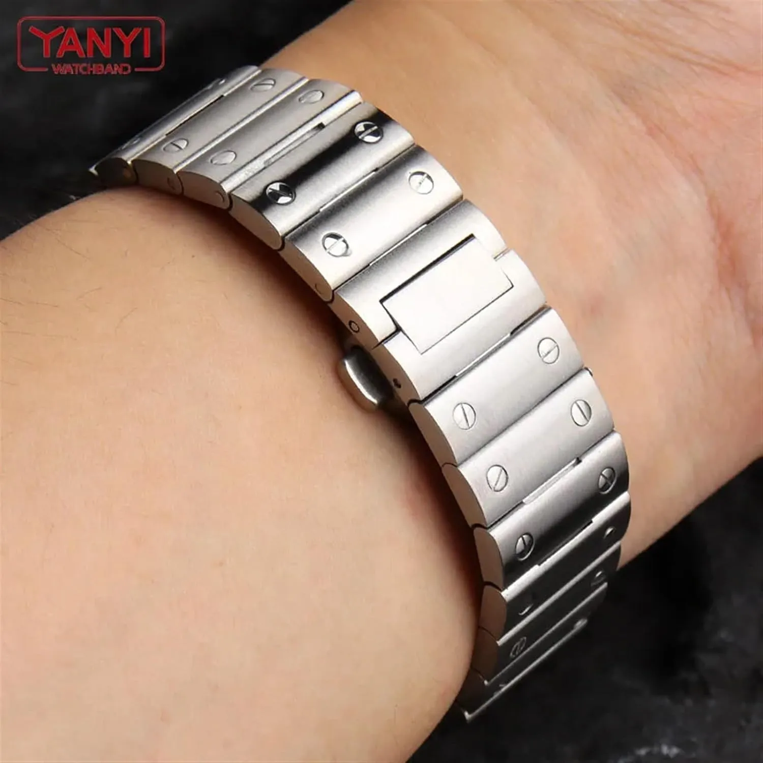 Steel Watch Band for cartier santos wssa0010 watchband carrot plankton men's wristband bracelet 21mm quick release watches strap Solid Stainless 