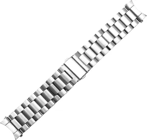 steel watchband curved end flora lighten transport cartilage affinity conclusion strap wrist bracelet silver black 22mm stainless 
