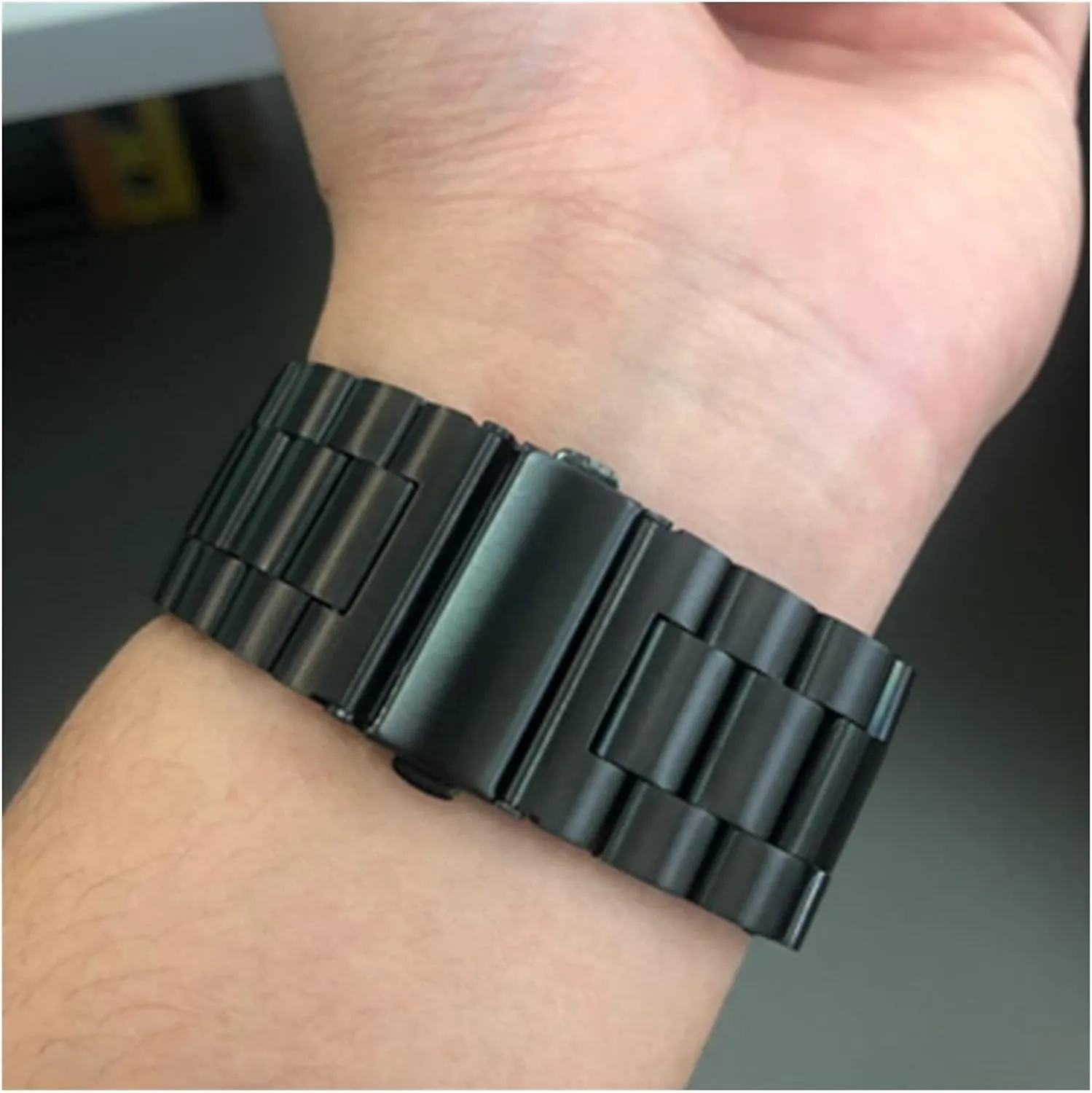 steel watchband curved end flora lighten transport cartilage affinity conclusion strap wrist bracelet silver black 22mm stainless 