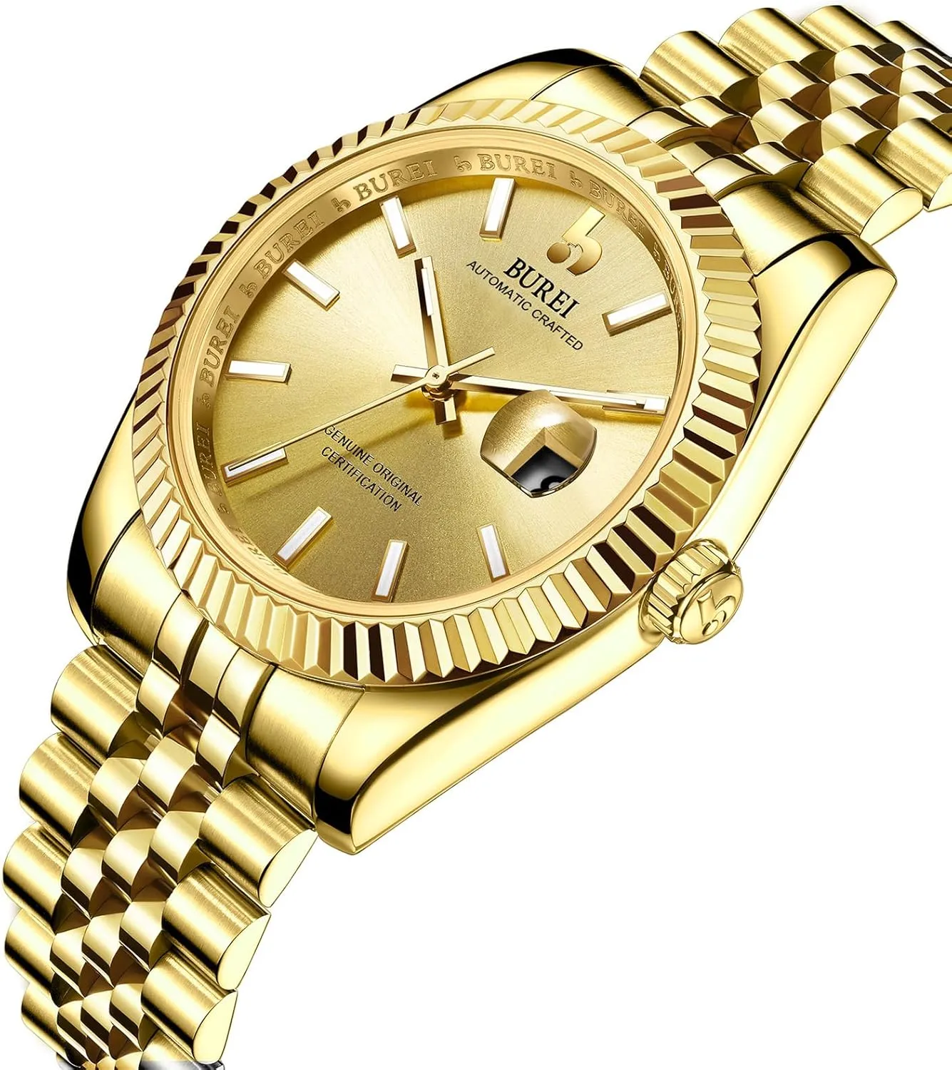 Steel Watches for Men, Self-Winding BUREI Men's Automatic Mechanical Watch Luxury fence potion Business Waterproof Stainless 