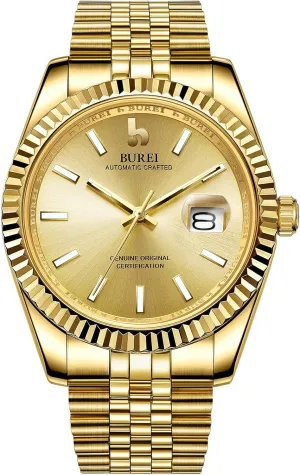 Steel Watches for Men, Self-Winding BUREI Men's Automatic Mechanical Watch Luxury fence potion Business Waterproof Stainless 