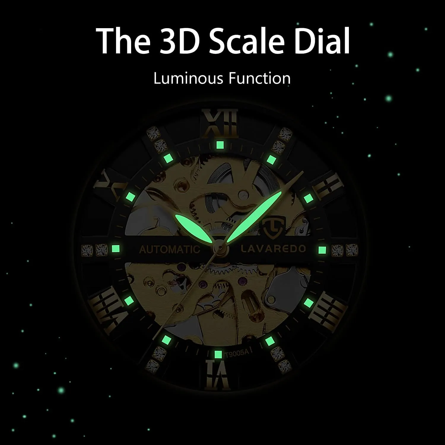 Steel Waterproof Black Automatic Self-Winding Roman Numerals Diamond Dial Wrist Watch A ALPS Mens Watch Skeleton Luxury butter seedy somber Mechanical Stainless 