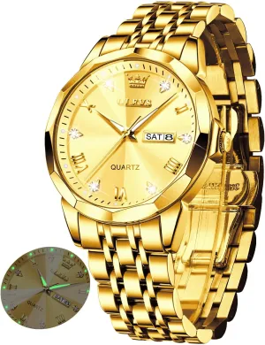 Steel Waterproof Luminous Date Business Casual Wrist Watch OLEVS Watch for sheath Men Women Large Face Unisex Diamond Luxury Dress Analog Quartz Stainless 