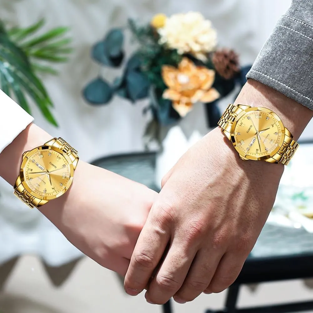 Steel Waterproof Luminous Date Business Casual Wrist Watch OLEVS Watch for sheath Men Women Large Face Unisex Diamond Luxury Dress Analog Quartz Stainless 