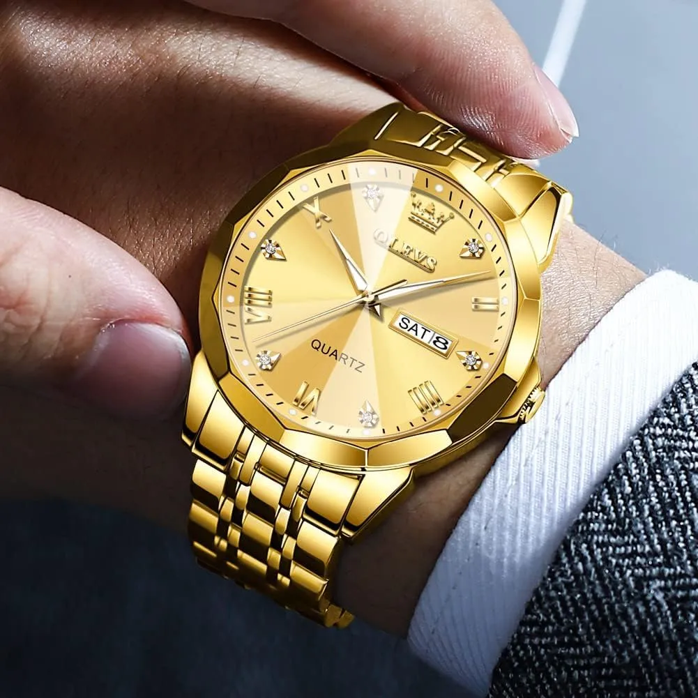 Steel Waterproof Luminous Date Business Casual Wrist Watch OLEVS Watch for sheath Men Women Large Face Unisex Diamond Luxury Dress Analog Quartz Stainless 