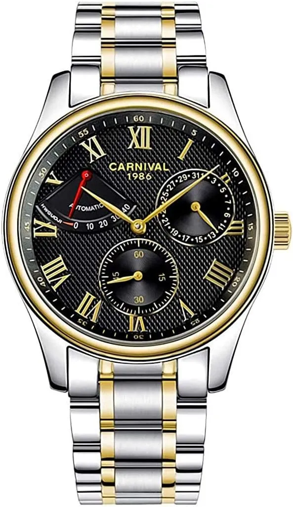 Steel Waterproof Power Reserve Business glaciate mechanic seize claim overcast indict Analog Watch MASTOPMen's Multifunction Automatic Self-Wind Mechanical Watch Stainless 
