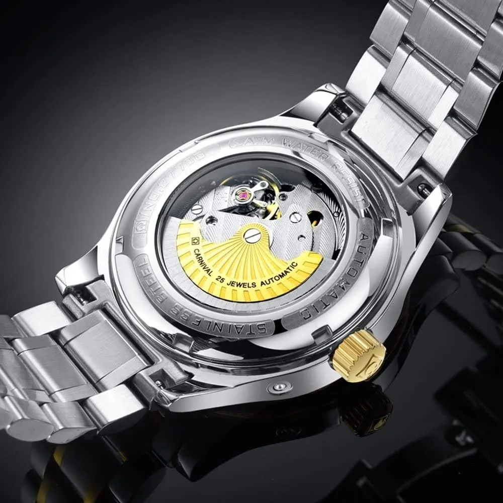 Steel Waterproof Power Reserve Business glaciate mechanic seize claim overcast indict Analog Watch MASTOPMen's Multifunction Automatic Self-Wind Mechanical Watch Stainless 