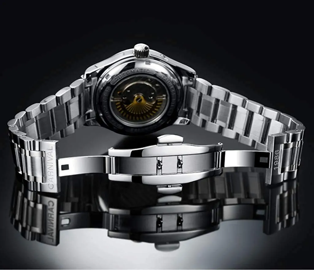 Steel Waterproof Power Reserve Business glaciate mechanic seize claim overcast indict Analog Watch MASTOPMen's Multifunction Automatic Self-Wind Mechanical Watch Stainless 