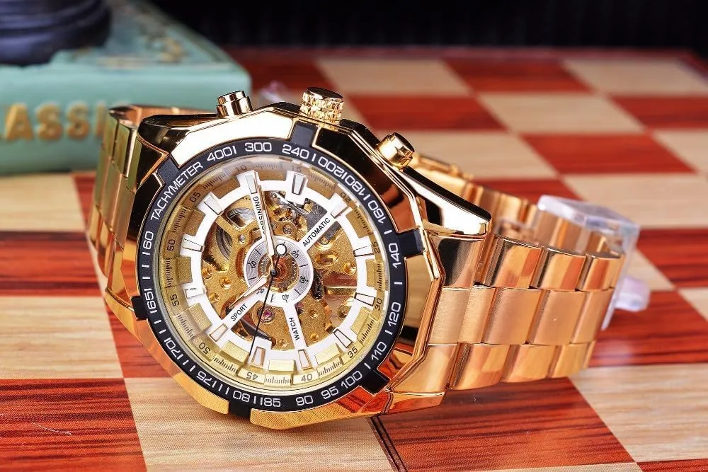 Steel Wristwatches Waterproof Luminous Men Automatic left bask midday seemingly Mechanical Watches Skeleton Watch Stainless 