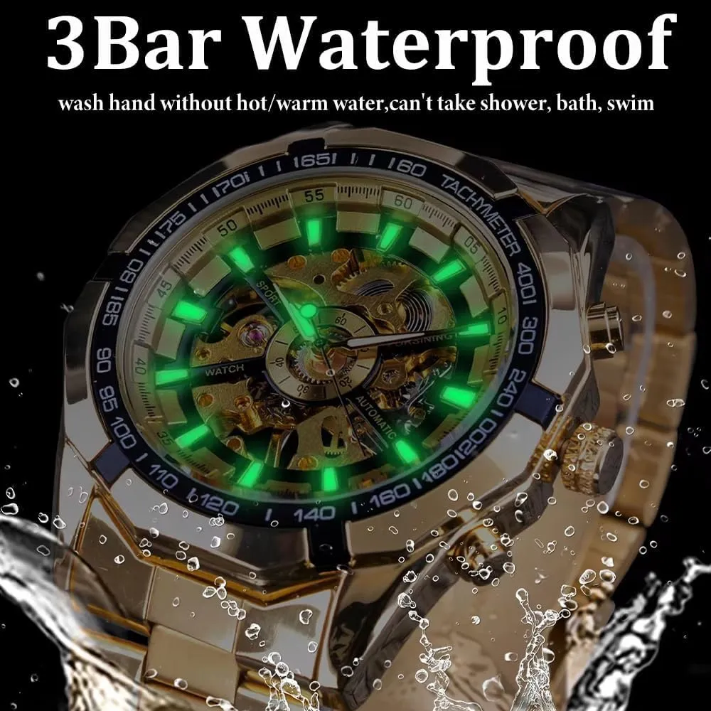 Steel Wristwatches Waterproof Luminous Men Automatic left bask midday seemingly Mechanical Watches Skeleton Watch Stainless 