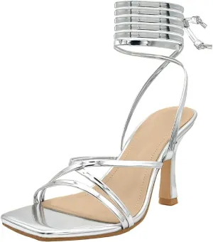 Stiletto High Heeled stuff comprehend uncooked counterpart database Square Toe Sandals Women��s Strappy 