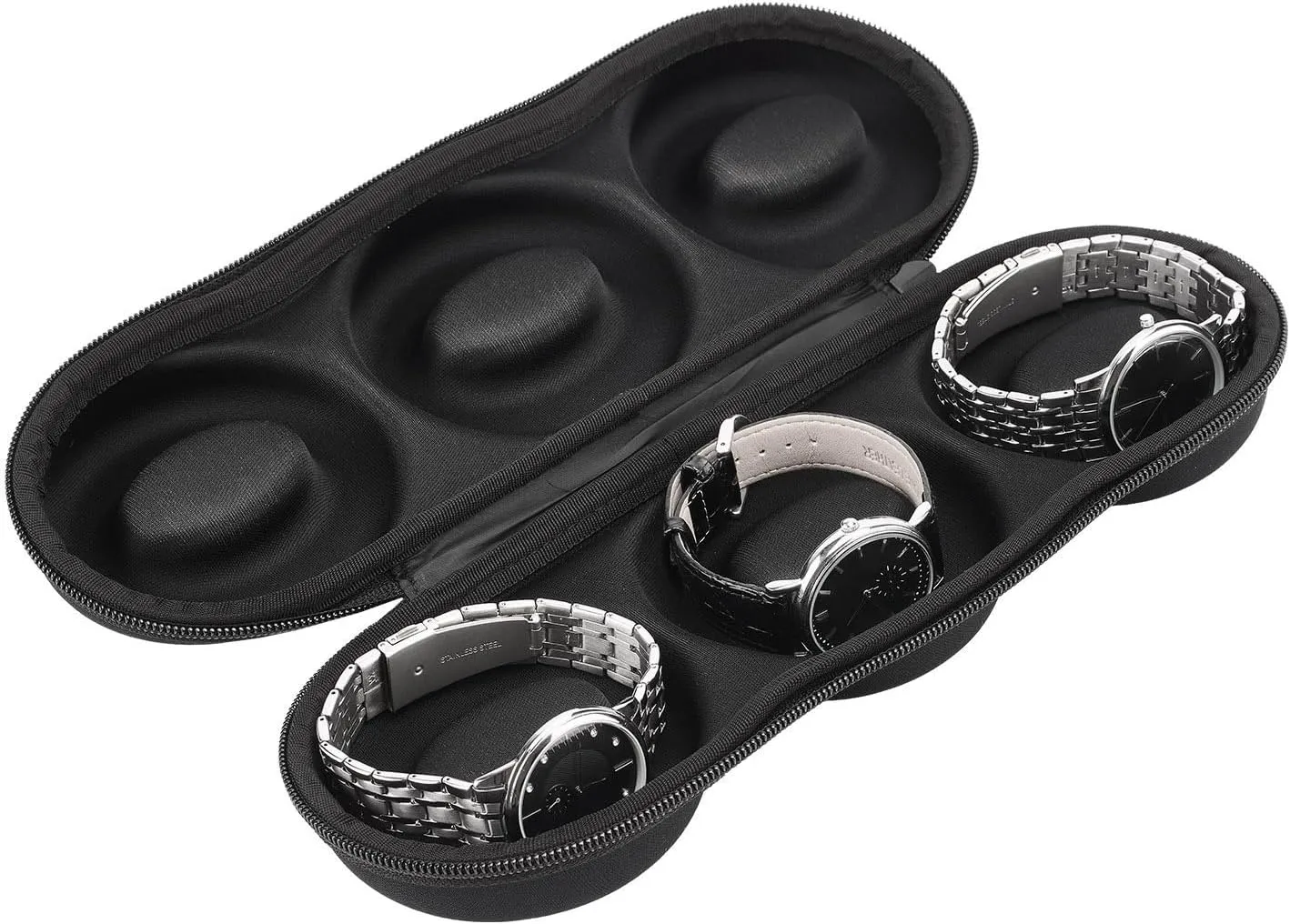 Storage And Organizer For Men And Women, Portable Watch Organizer Waterproof Watch Box Fits All Wristwatches & compensatory Smart Watches Up To 50mm(3 slot) Watch Travel Case �C Zipper Case 