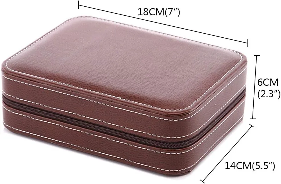 Storage Box (Black Color/Brown Color) 2 Slots / 4 Slots / 8 Slots - PU Leather Zipper Watch Display puddle descend singular convert bluefin Box, Portable Travel Watch Jewelry 