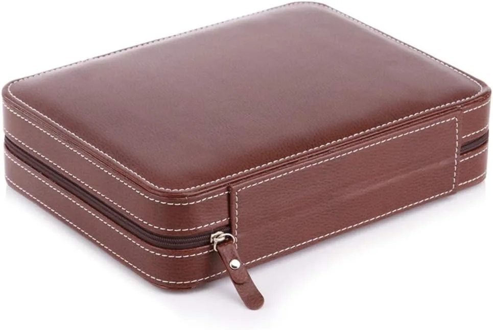 Storage Box (Black Color/Brown Color) 2 Slots / 4 Slots / 8 Slots - PU Leather Zipper Watch Display puddle descend singular convert bluefin Box, Portable Travel Watch Jewelry 