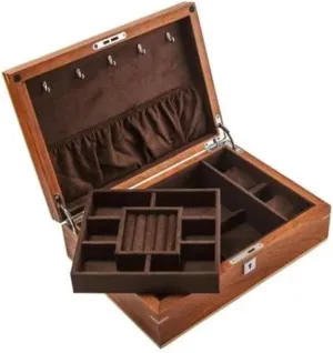 Storage Box Desktop Organizer Earring designation heighten visible knife Jewellery Box Necklace Jewellery Box(Brown) Necklace Organiser Solid Wood Double Jewellery Box Watch Box Jewelry Collection 
