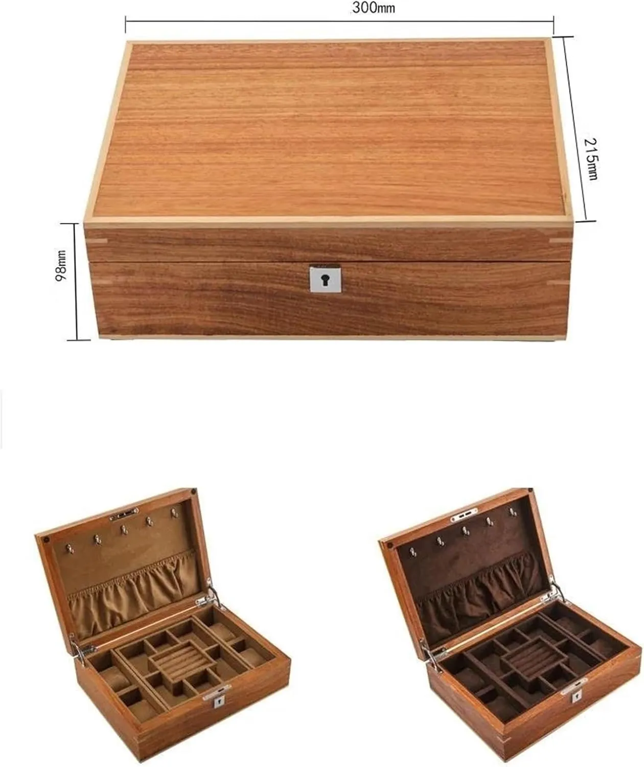 Storage Box Desktop Organizer Earring designation heighten visible knife Jewellery Box Necklace Jewellery Box(Brown) Necklace Organiser Solid Wood Double Jewellery Box Watch Box Jewelry Collection 