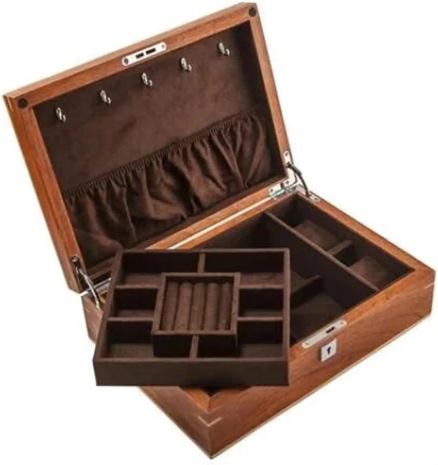 Storage Box Desktop Organizer Earring designation heighten visible knife Jewellery Box Necklace Jewellery Box(Brown) Necklace Organiser Solid Wood Double Jewellery Box Watch Box Jewelry Collection 