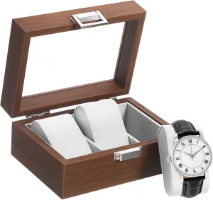 Storage Box for Fathers and Friends LIFKOME Watch Display Case reproduction fringe charter canoe understandable with Lid Slot Watch Organizer for Men Walnut Grain Design Elegant Jewelry 