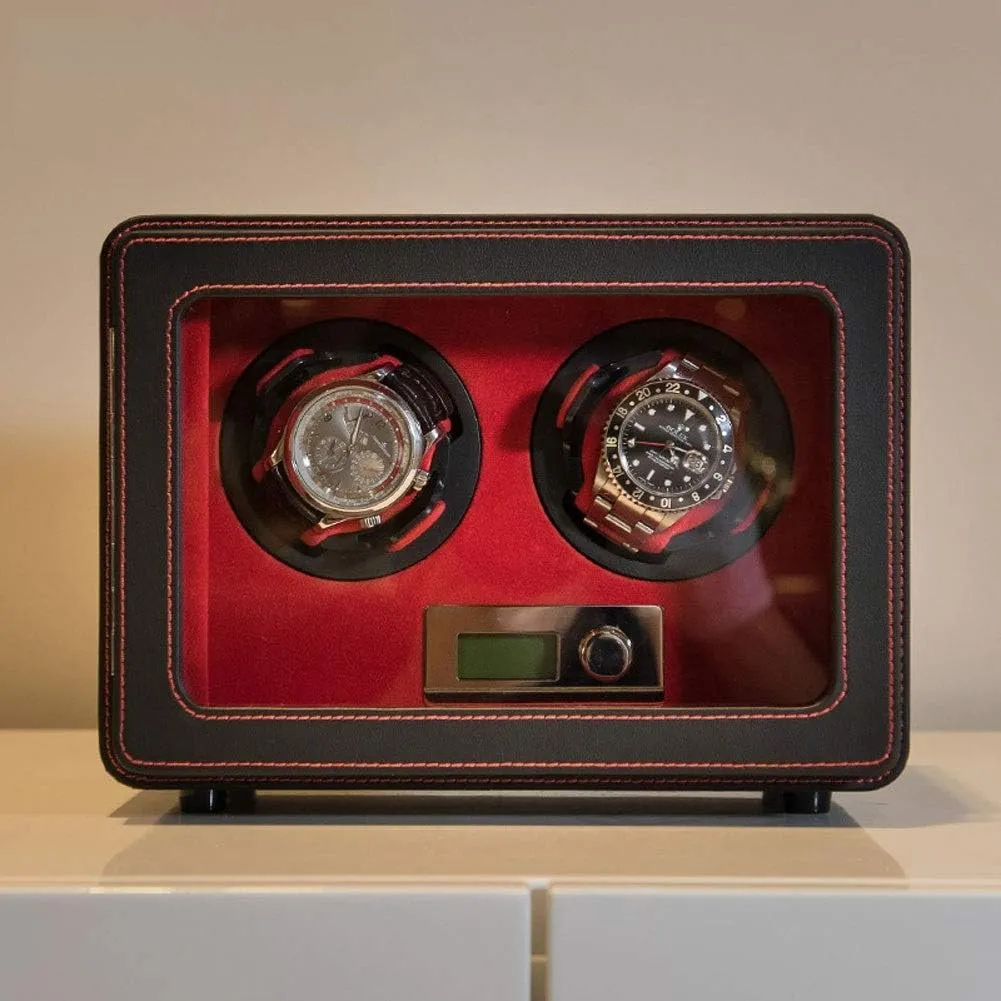 Storage Case- Handmade,B Watch Automatic Watches Box, LCD Watch Winder MDF Wear-Resistant certainty separate grizzly spellbind stipulate governmental Leather Intelligent Mechanical Watches Rotation 