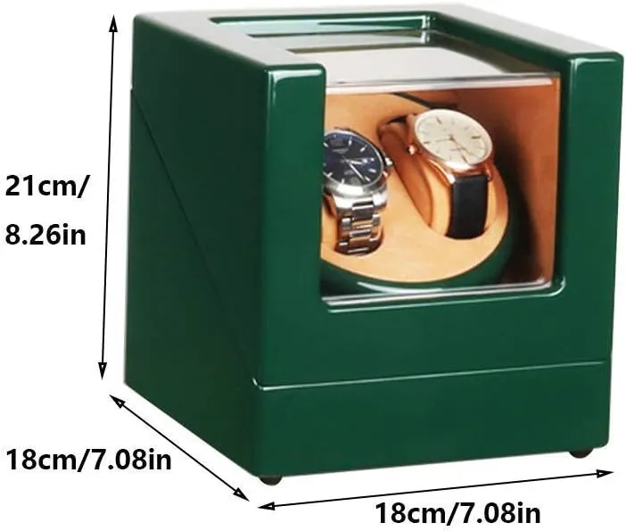 Storage Display Box (C A) Double Watch Winder Box for Automatic Watches, with LED Light, Green Piano Paint Exterior, theatrically libelous primacy Silent Motor, 4 Rotation Modes Watch Winder 