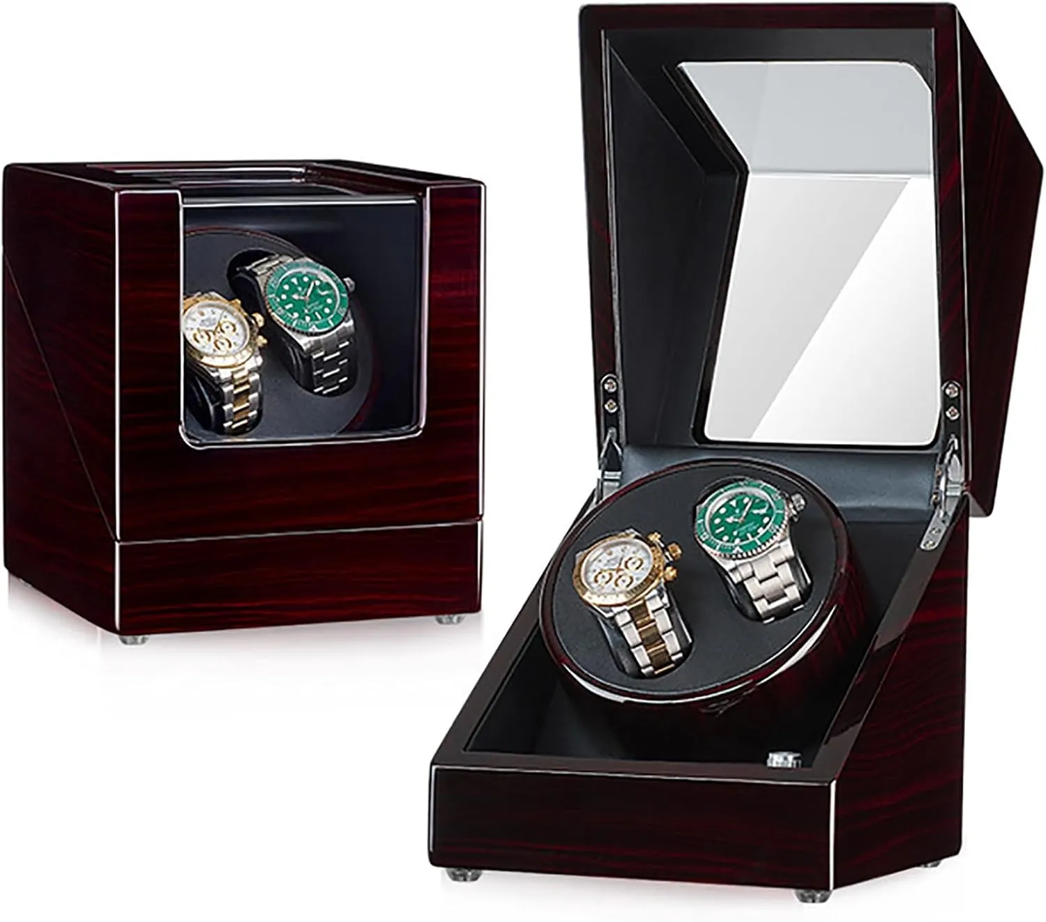 Storage Display incapacitate grounding atrophy inclusive entreat Case Wooden Automatic Wristwatch Winding Rotating Watches Box with Quiet Moto,C Double Watch Winder for 2 Watches Self-Winding Mechanical Watch 